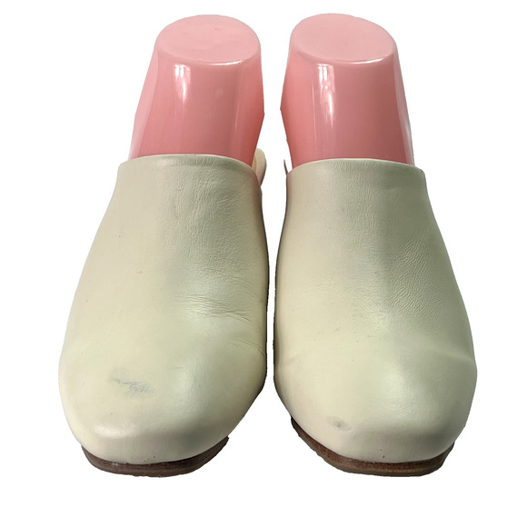 Nisolo Shoes Womens 8.5 Leather All-Day Heeled Mule in Bone - Picture 2 of 10